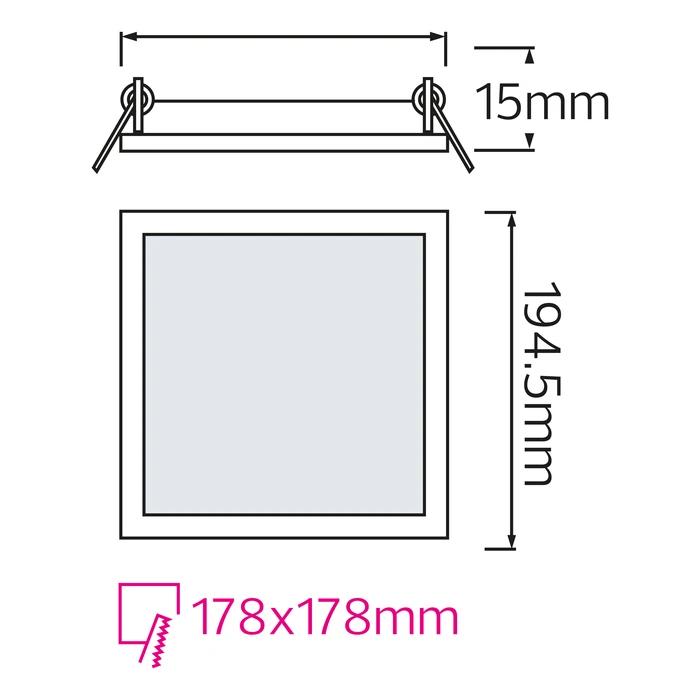 Світлодіодний світильник врізний Slim/Sq-15 15W 6400K — фото 2 з 3