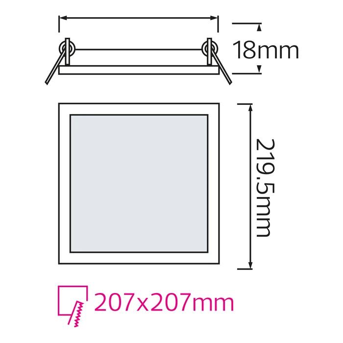 Світлодіодний світильник врізний Slim/Sq-18 18W 4200К — фото 2 з 3
