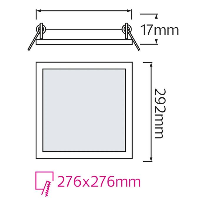 Світлодіодний світильник врізний Slim/Sq-24 24W 6400K — фото 2 з 3