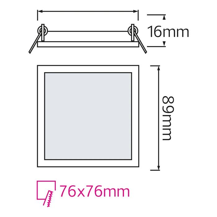 Світлодіодний світильник врізний Slim/Sq-3 3W 6400K — фото 2 з 3