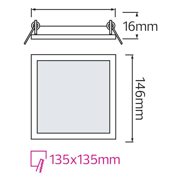 Світлодіодний світильник врізний Slim/Sq-9 9W 6400K — фото 2 з 3