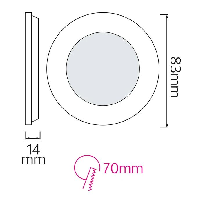 Світлодіодний світильник врізний Slim-3 3W 6400K — фото 2 з 3
