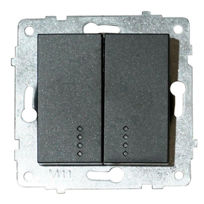 Механізм вимикача 2-клв. з підсвіткою GRANO чорний — фото 1 з 1
