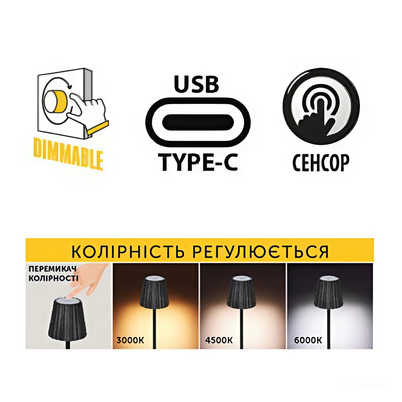 Світильник настільний LED MERIDA 3CCT 3W чорний — фото 3 з 3