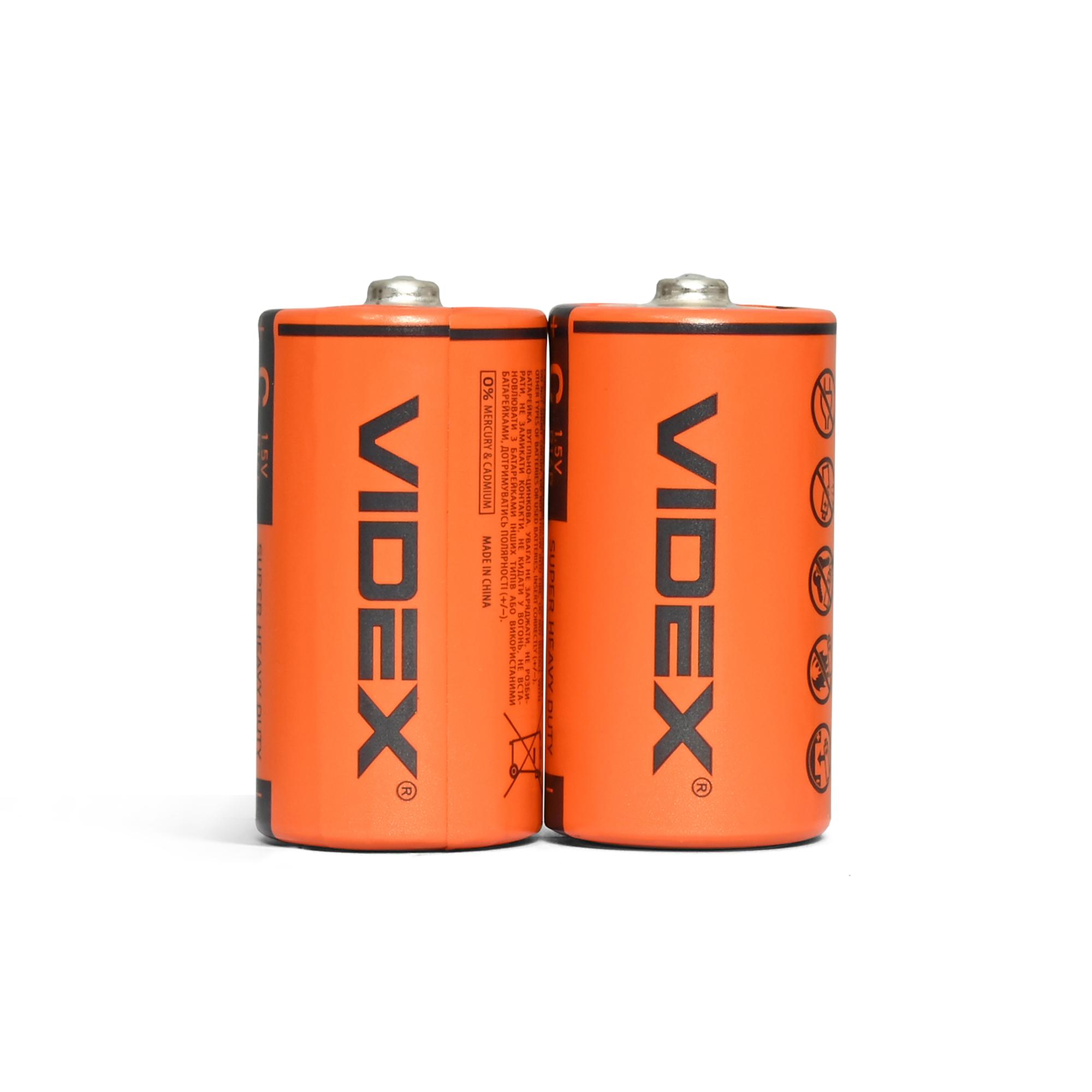 Батарейка сольова Videx R14P/C 2шт SHRINK — фото 2 з 4