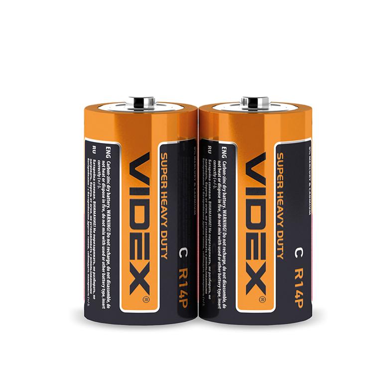 Батарейка сольова Videx R14P/C 2шт SHRINK — фото 4 з 4