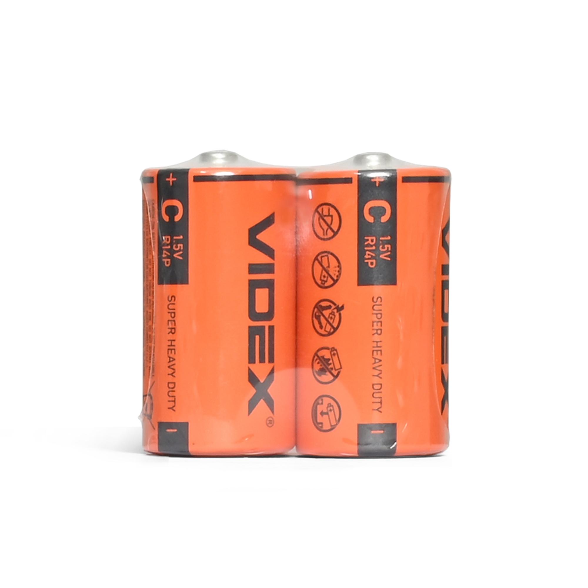 Батарейка сольова Videx R14P/C 2шт SHRINK — фото 3 з 4