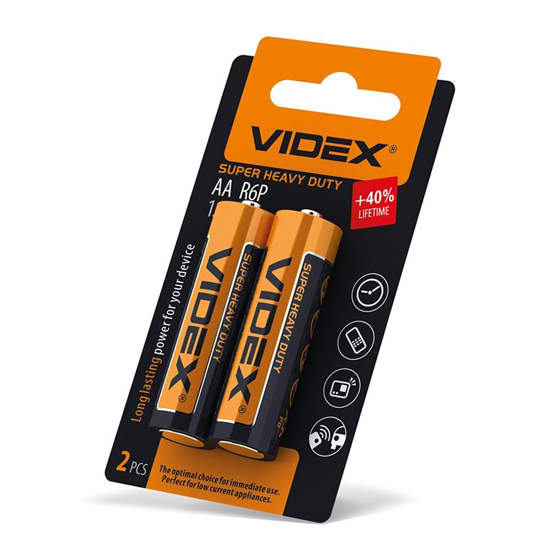Батарейка сольова Videx R6P/AA 2шт SMALL BLISTER — фото 2 з 2