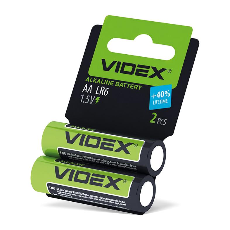 Батарейка лужна Videx LR6/AA 2шт SHRINK CARD — фото 1 з 1