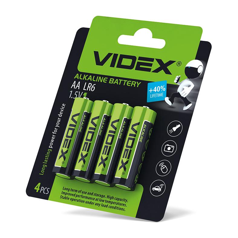 Батарейка лужна Videx LR6/AA 4шт Blister Card — фото 2 з 2