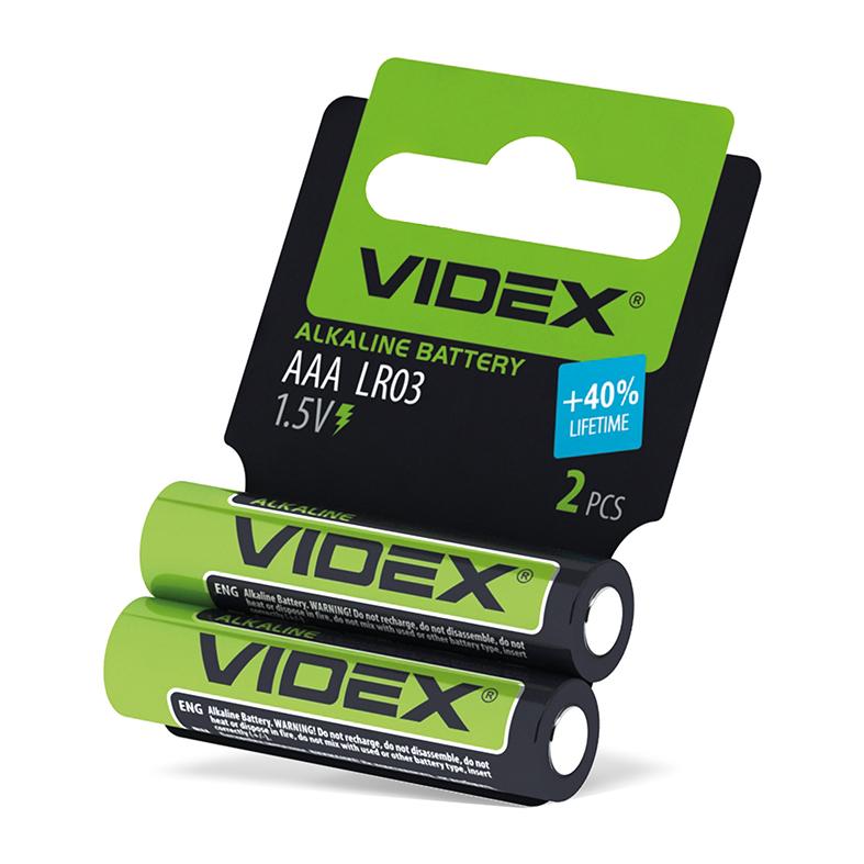 Батарейка лужна Videx LR03/AAA 2шт SHRINK CARD — фото 1 з 1