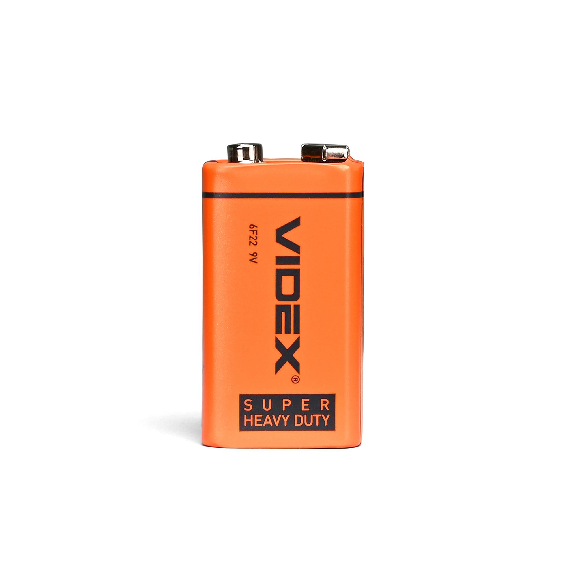 Батарейка сольова Videx 6F22/9V (Крона) 1шт SHRINK — фото 1 з 2