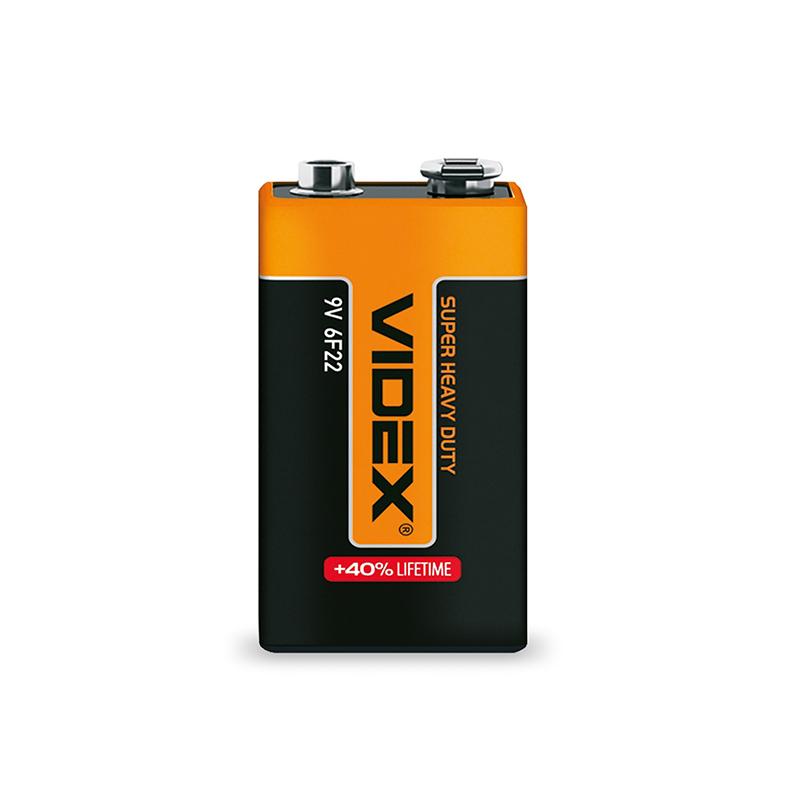 Батарейка сольова Videx 6F22/9V (Крона) 1шт SHRINK — фото 2 з 2