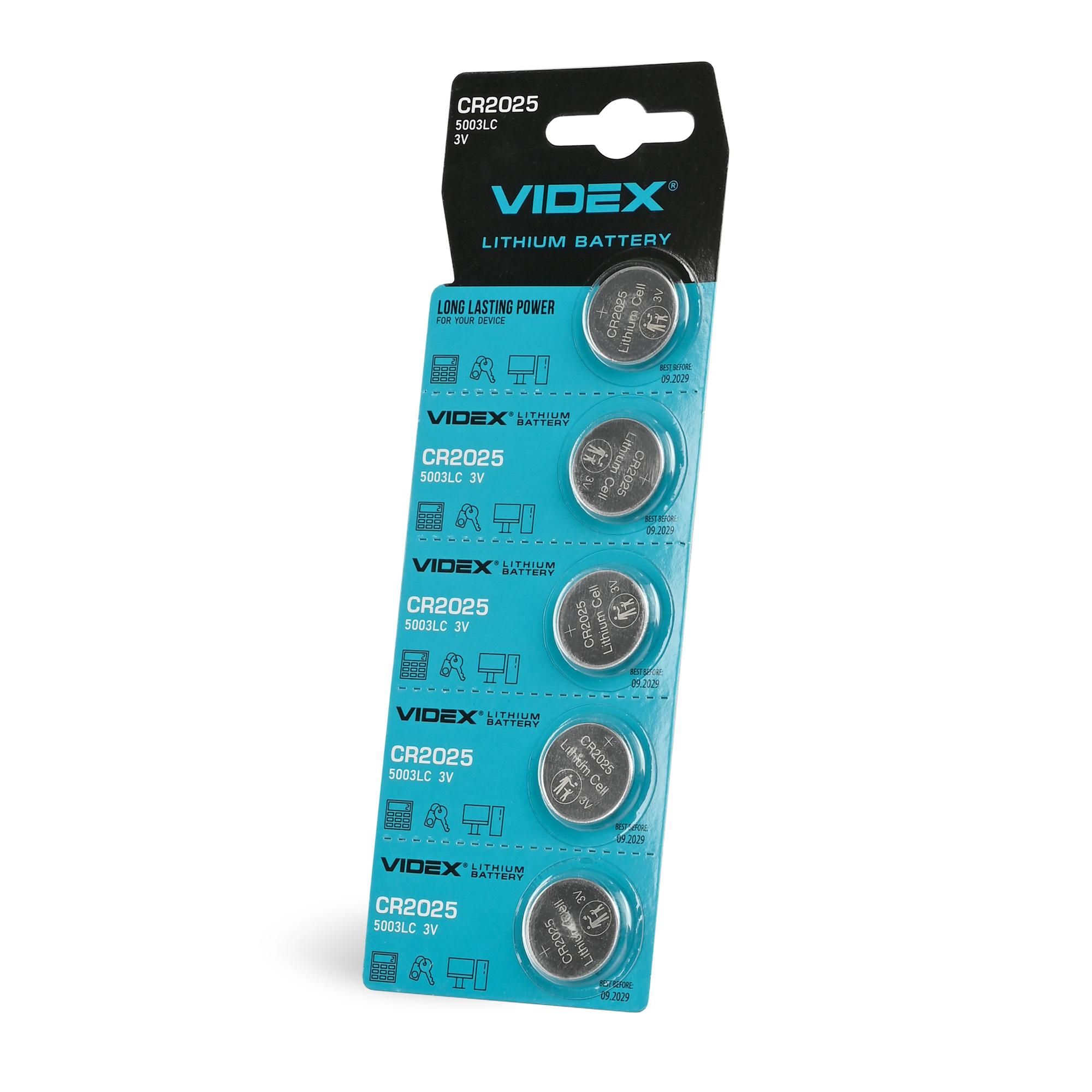 Батарейка літієва Videx CR2025 5шт BLISTER CARD
