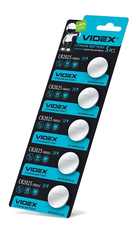 Батарейка літієва Videx CR2025 5шт BLISTER CARD — фото 2 з 2
