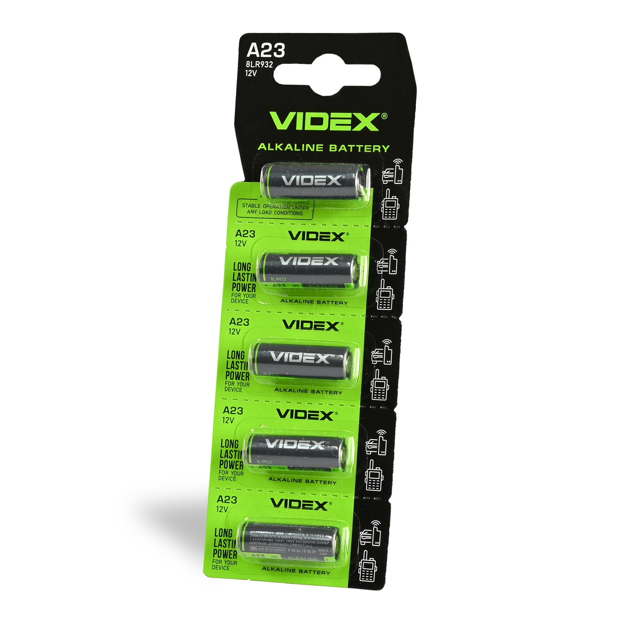 Батарейка лужна Videx А23/Е23А 5шт BLISTER CARD — фото 1 з 2
