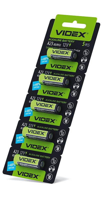 Батарейка лужна Videx А23/Е23А 5шт BLISTER CARD — фото 2 з 2