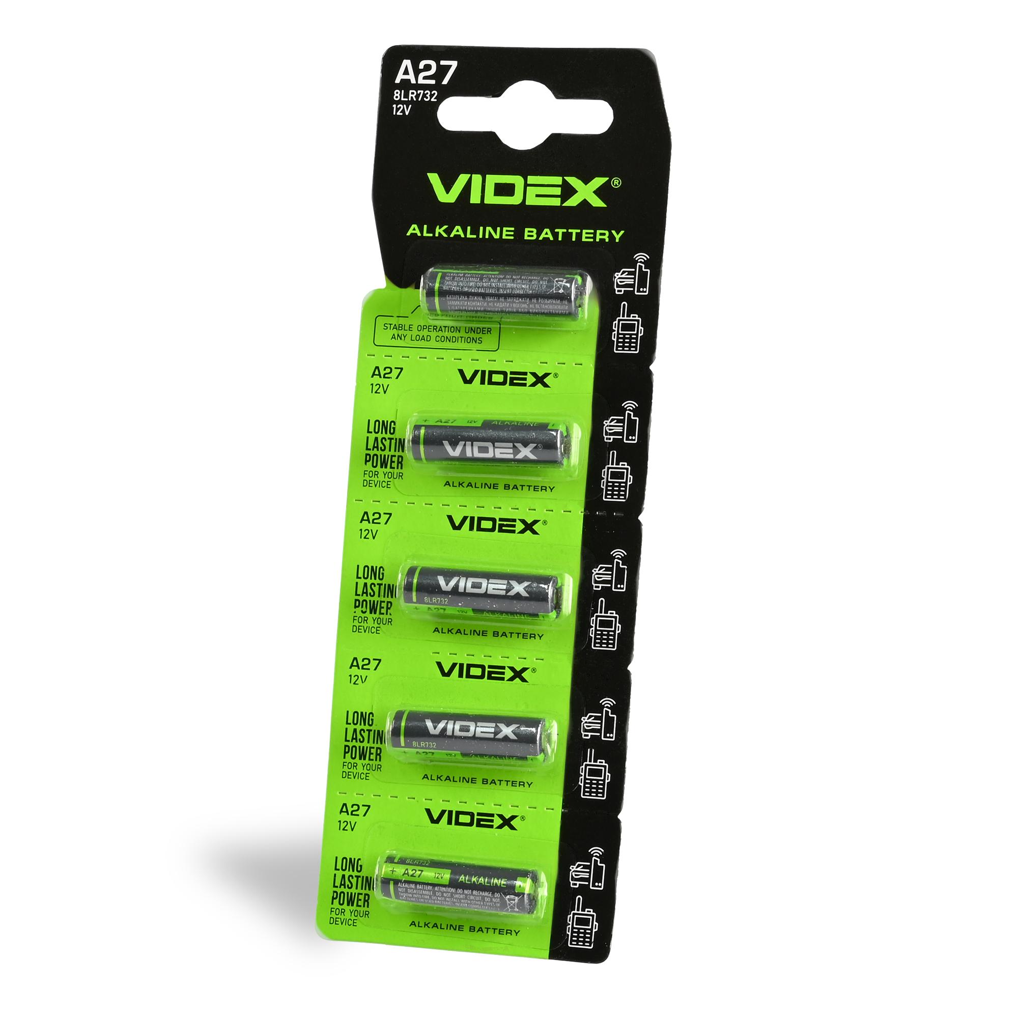 Батарейка лужна Videx А27 5шт BLISTER CARD — фото 1 з 2