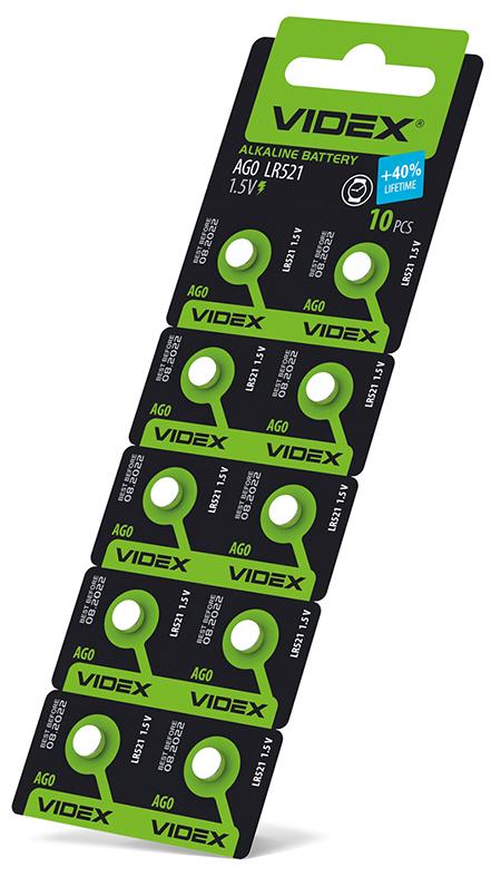 Батарейка годинникова Videx AG 0/LR521 BLISTER CARD 10 шт — фото 2 з 2