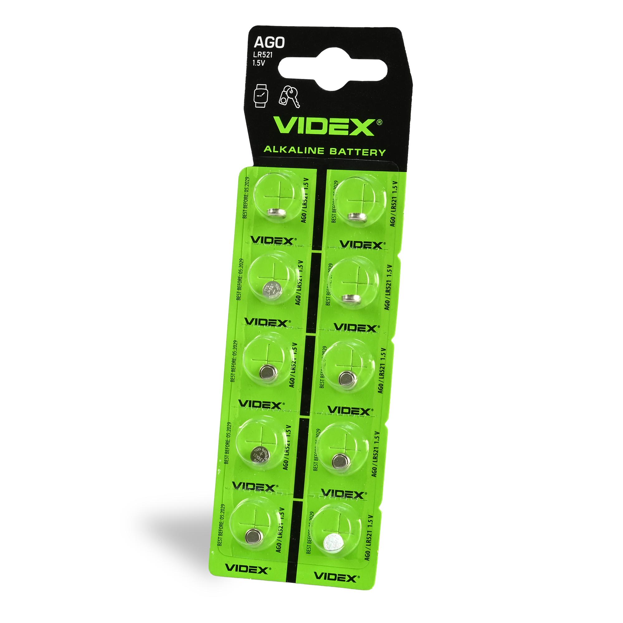 Батарейка годинникова Videx AG 0/LR521 BLISTER CARD 10 шт — фото 1 з 2