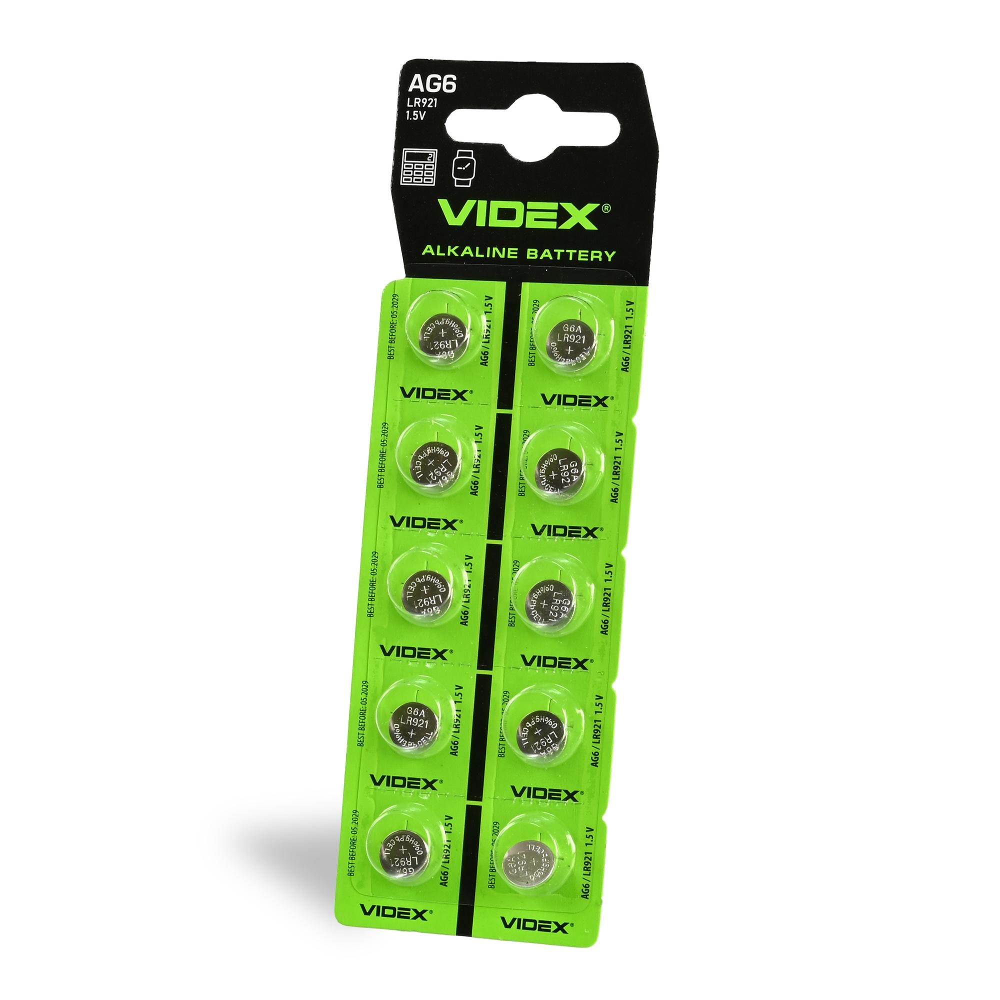 Батарейка годинникова Videx AG 6/LR921 BLISTER CARD 10 шт — фото 1 з 2