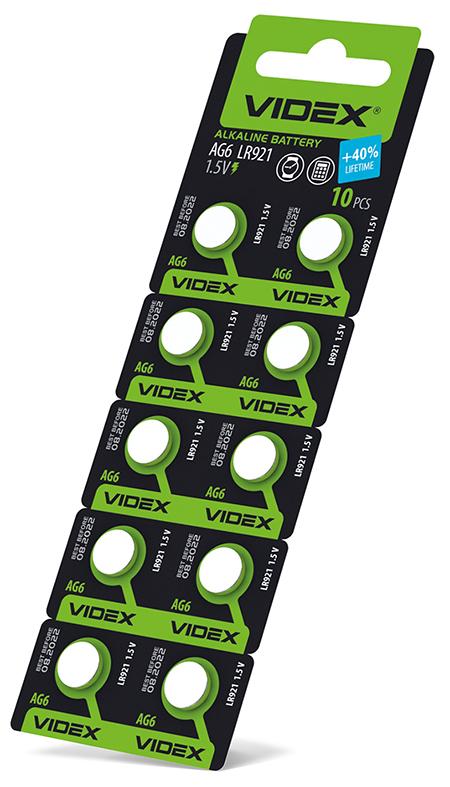 Батарейка годинникова Videx AG 6/LR921 BLISTER CARD 10 шт — фото 2 з 2