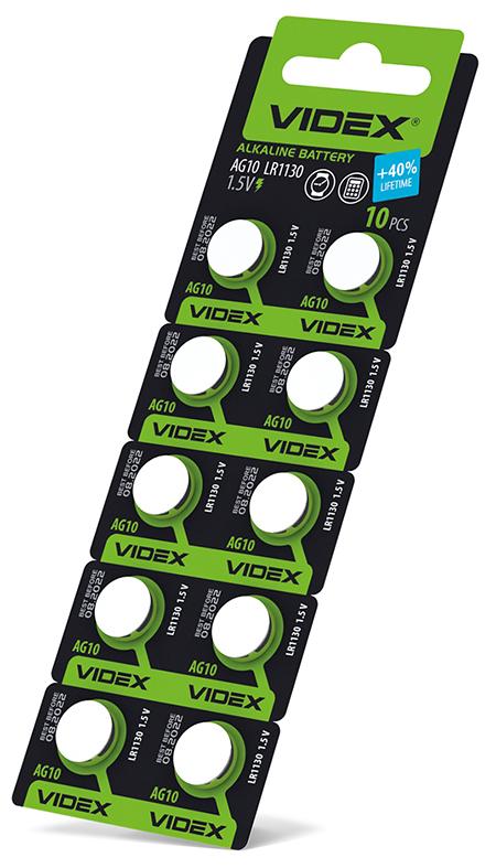 Батарейка годинникова Videx AG10/LR1130 BLISTER CARD 10 шт — фото 2 з 2