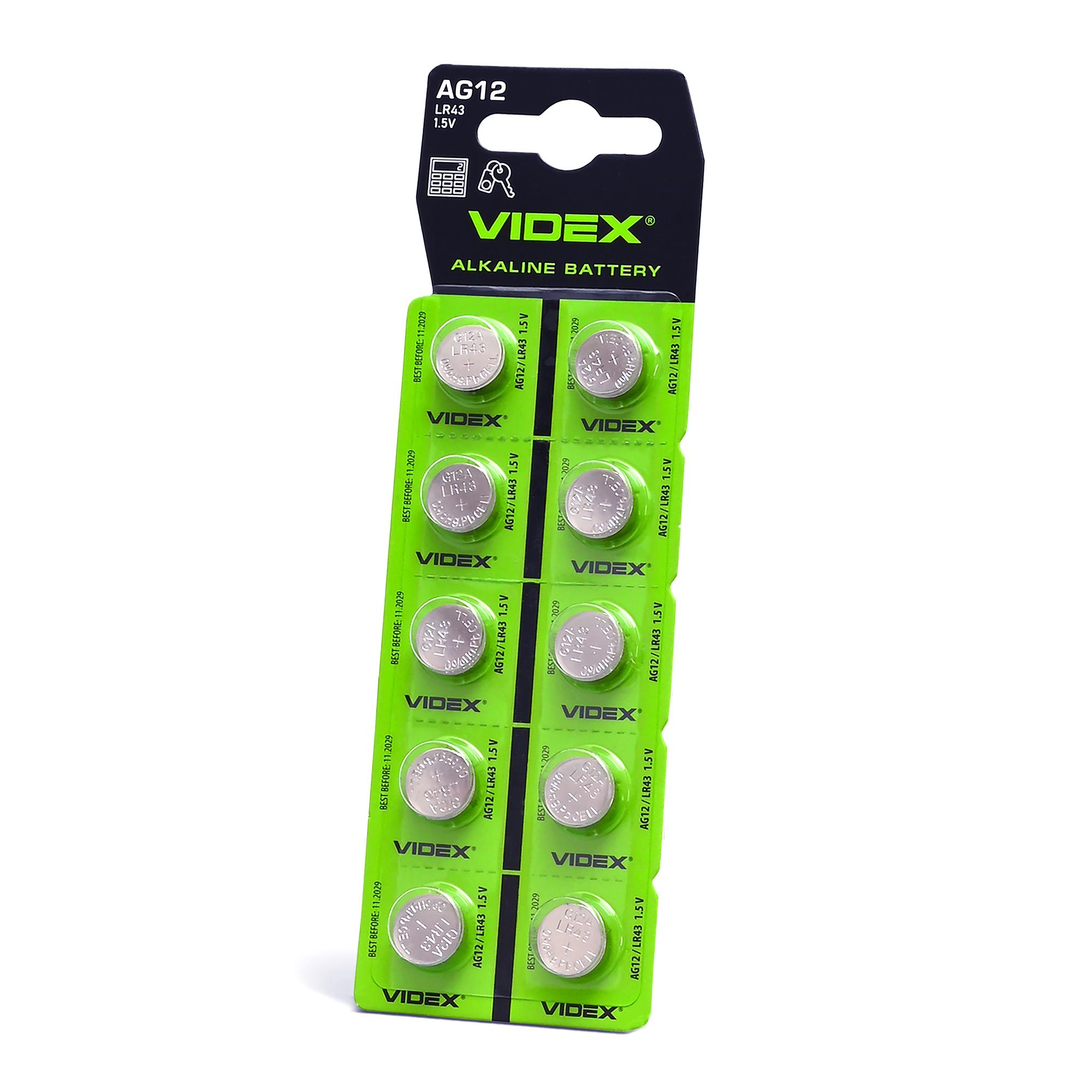 Батарейка годинникова Videx AG12/LR43 BLISTER CARD 10 шт