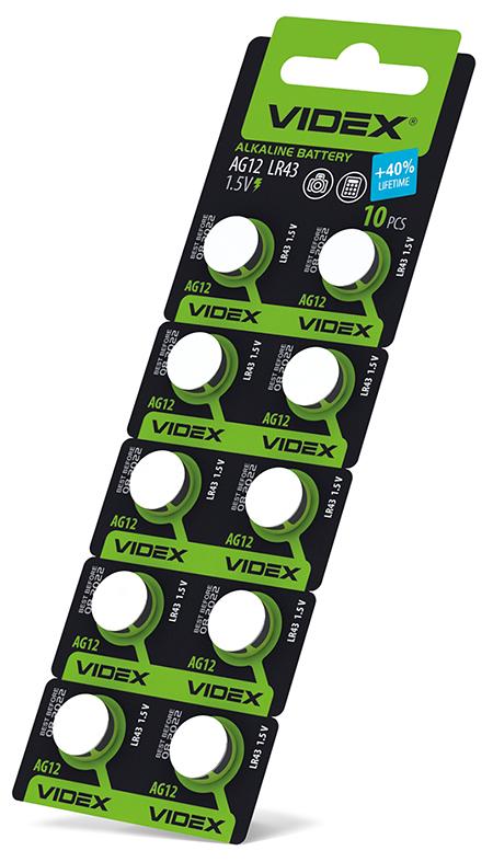 Батарейка годинникова Videx AG12/LR43 BLISTER CARD 10 шт — фото 2 з 2