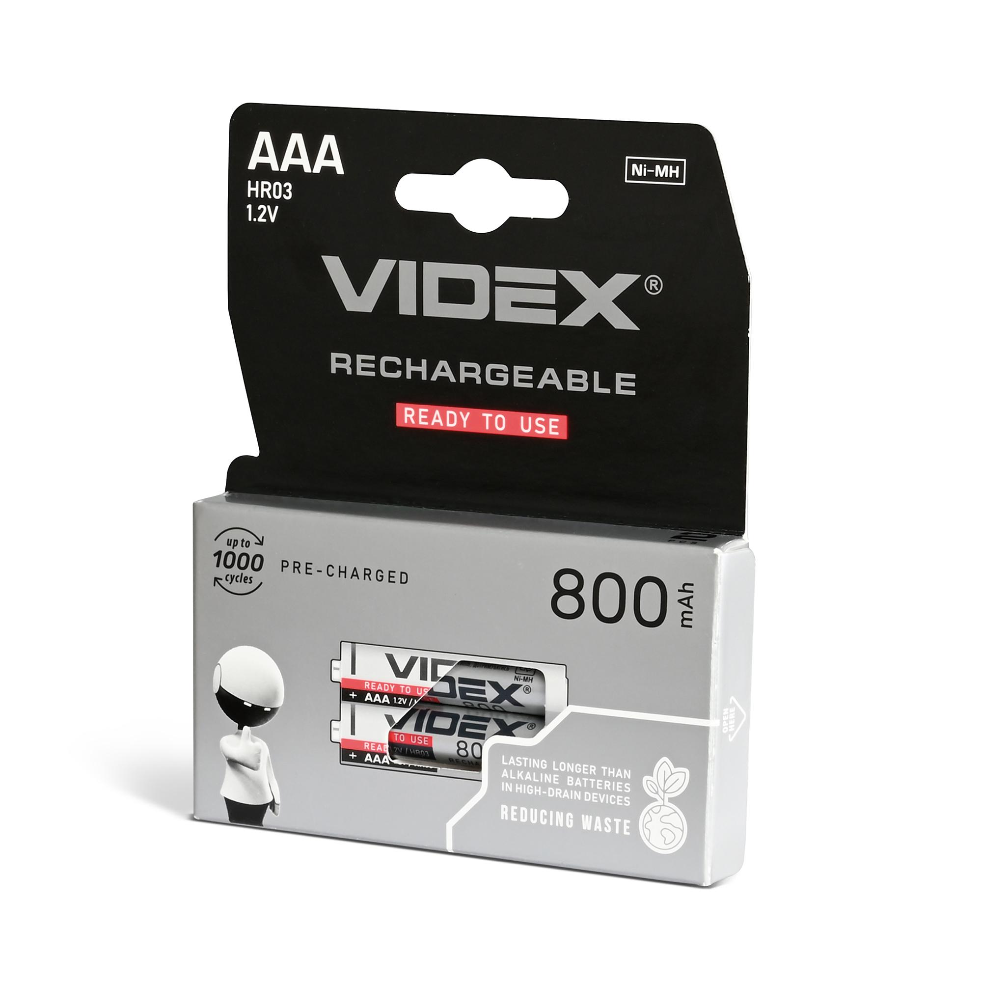 Акумулятори Videx HR03/AAA 800mAh double blister/2шт