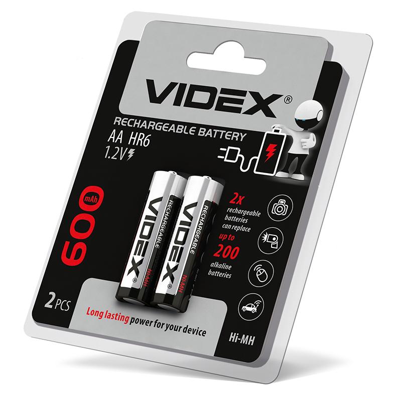 Акумулятори Videx HR6/AA 600mAh double blister/2шт — фото 2 з 2