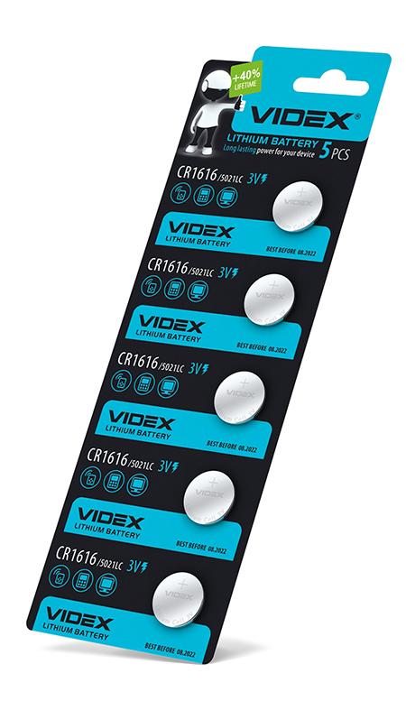 Батарейка літієва Videx CR1616 5шт BLISTER CARD — фото 2 з 2