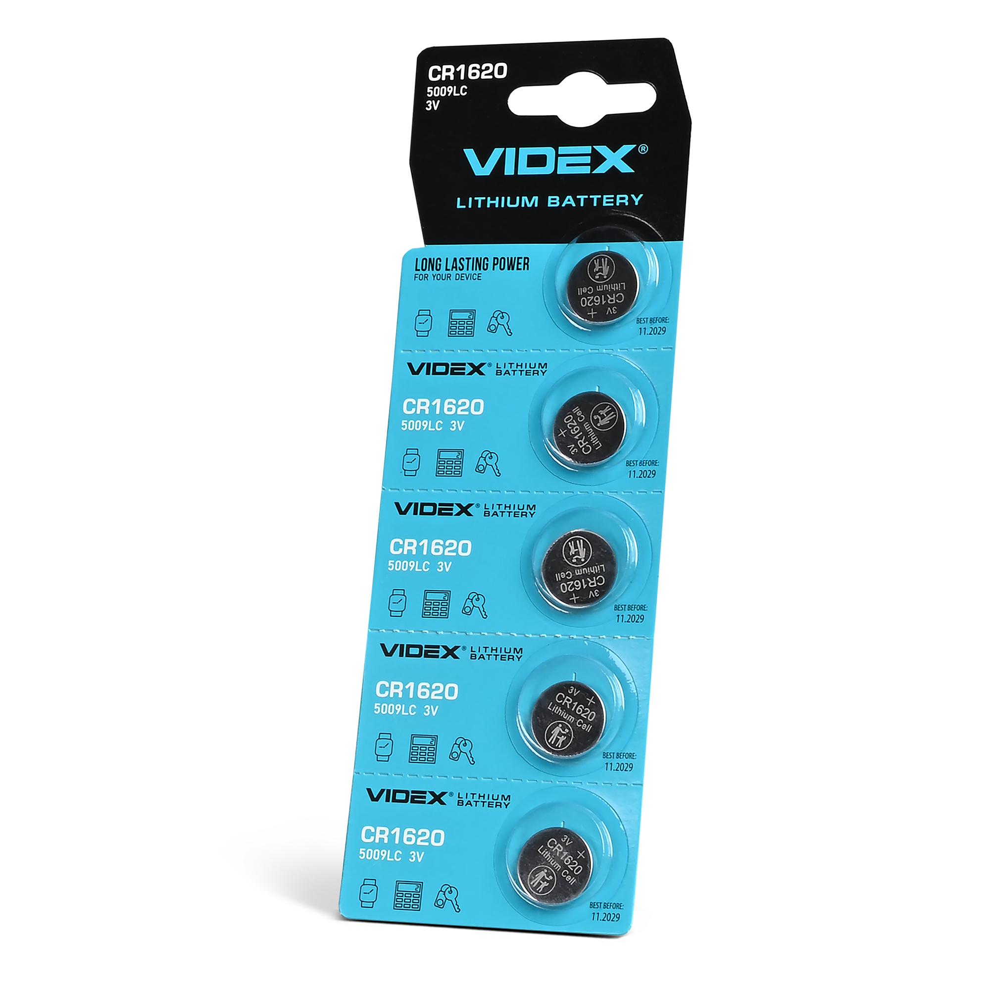 Батарейка літієва Videx CR1620 5шт BLISTER CARD