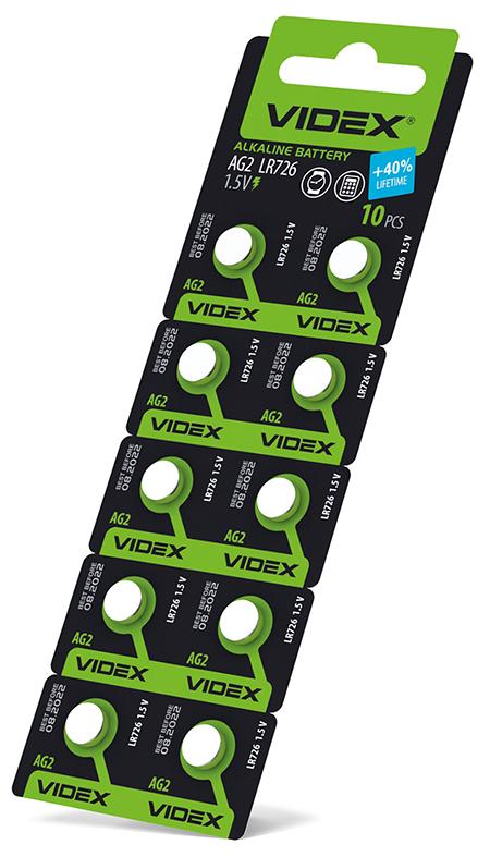 Батарейка годинникова Videx AG 2/LR726 BLISTER CARD 10 шт — фото 2 з 2