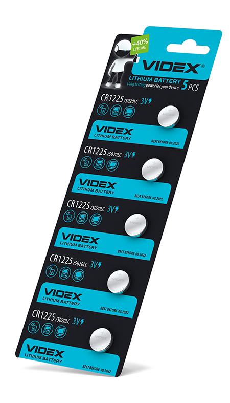 Батарейка літієва Videx CR1225 5шт BLISTER CARD — фото 1 з 1