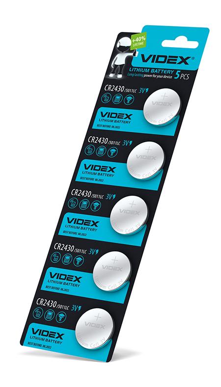 Батарейка літієва Videx CR2430 5шт BLISTER CARD — фото 2 з 2