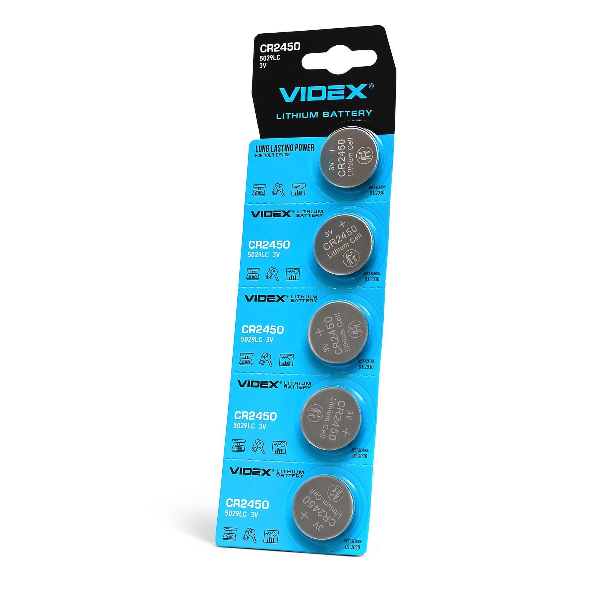 Батарейка літієва Videx CR2450 5шт BLISTER CARD — фото 1 з 2