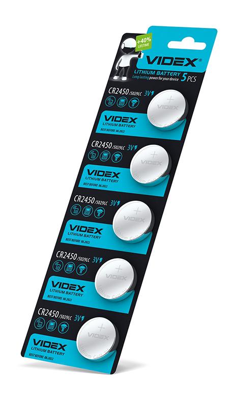 Батарейка літієва Videx CR2450 5шт BLISTER CARD — фото 2 з 2