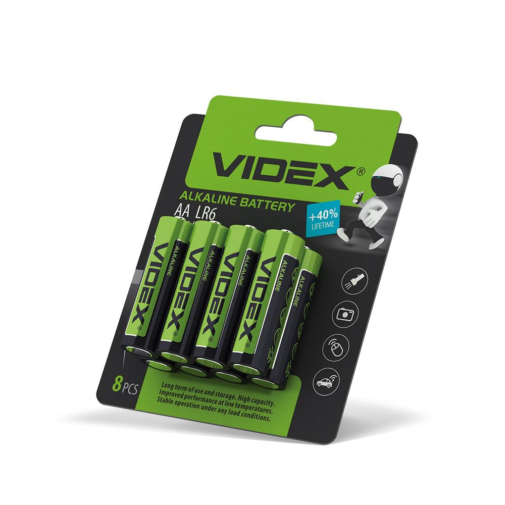 Батарейка лужна Videx LR6/АА 8шт BLISTER CARD — фото 2 з 2