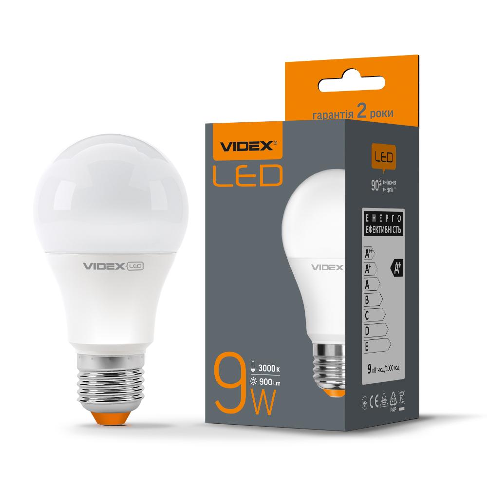 LED лампа VIDEX A60e 9W E27 3000K — фото 1 з 3
