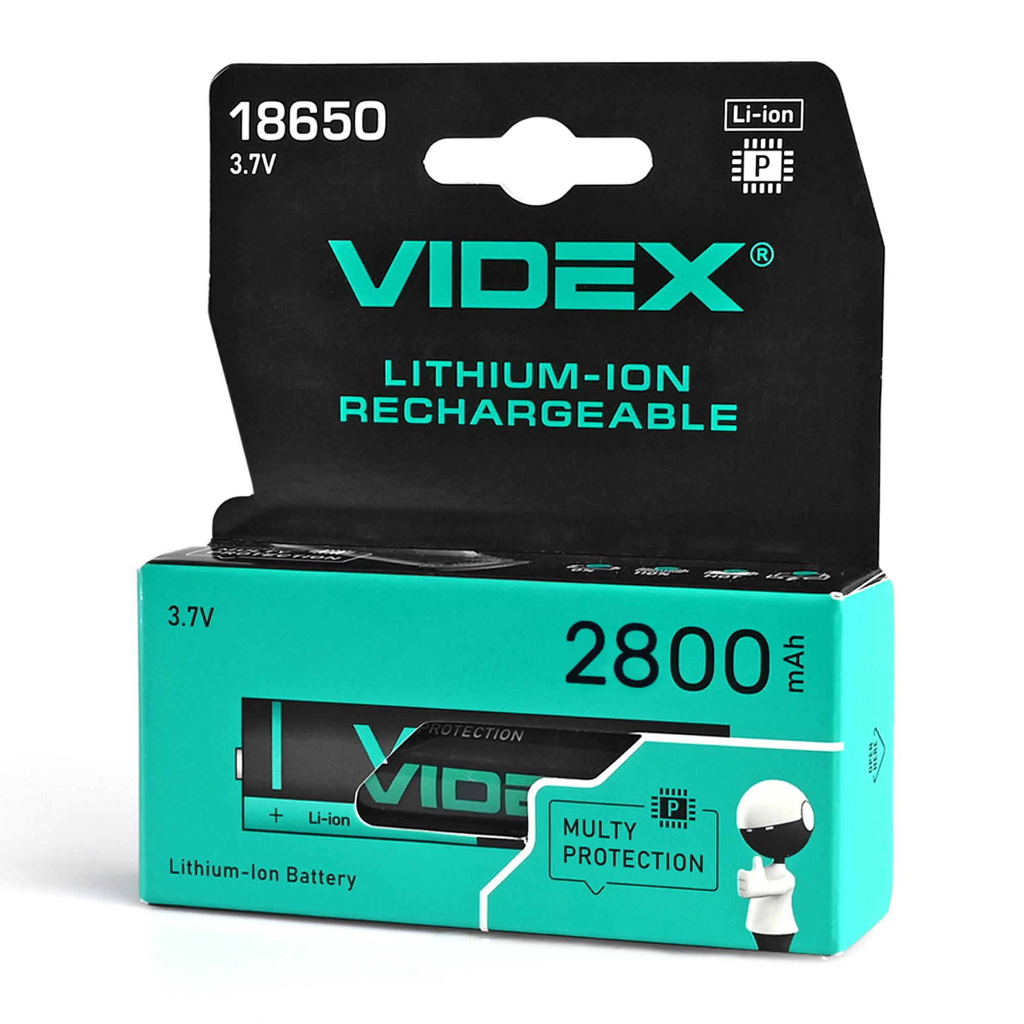 Акумулятор Videx літій-іонний 18650-P (захист) 2800mAh color box/1шт — фото 1 з 3