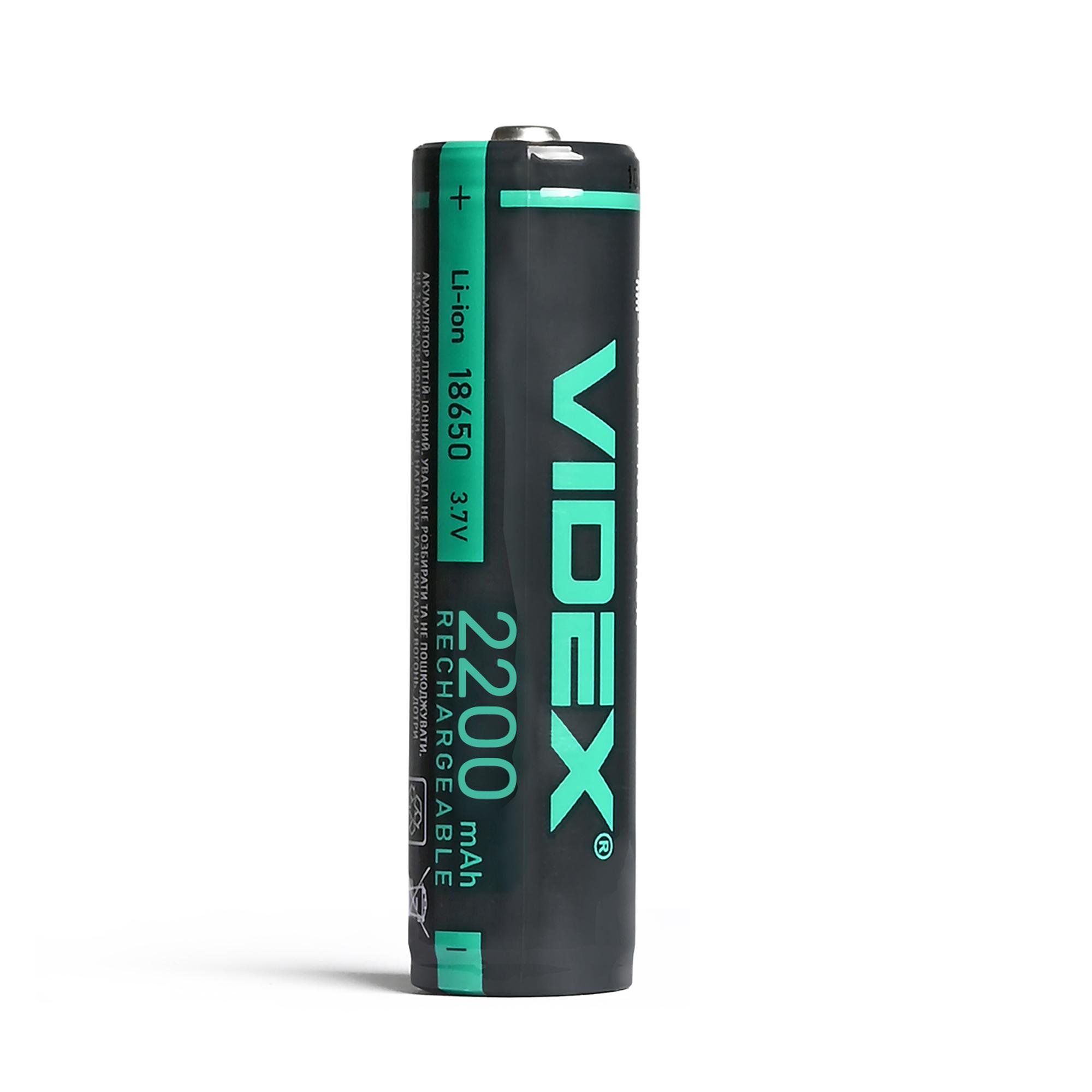 Акумулятор Videx літій-іонний 18650-P (захист) 2200mAh color box/1шт — фото 2 з 3