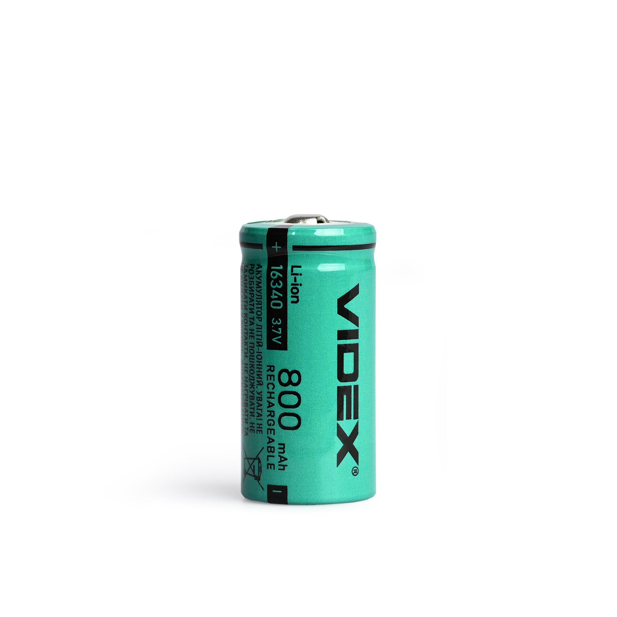 Акумулятор Videx літій-іонний 16340 (без захисту) 800mAh bulk/1шт — фото 1 з 2
