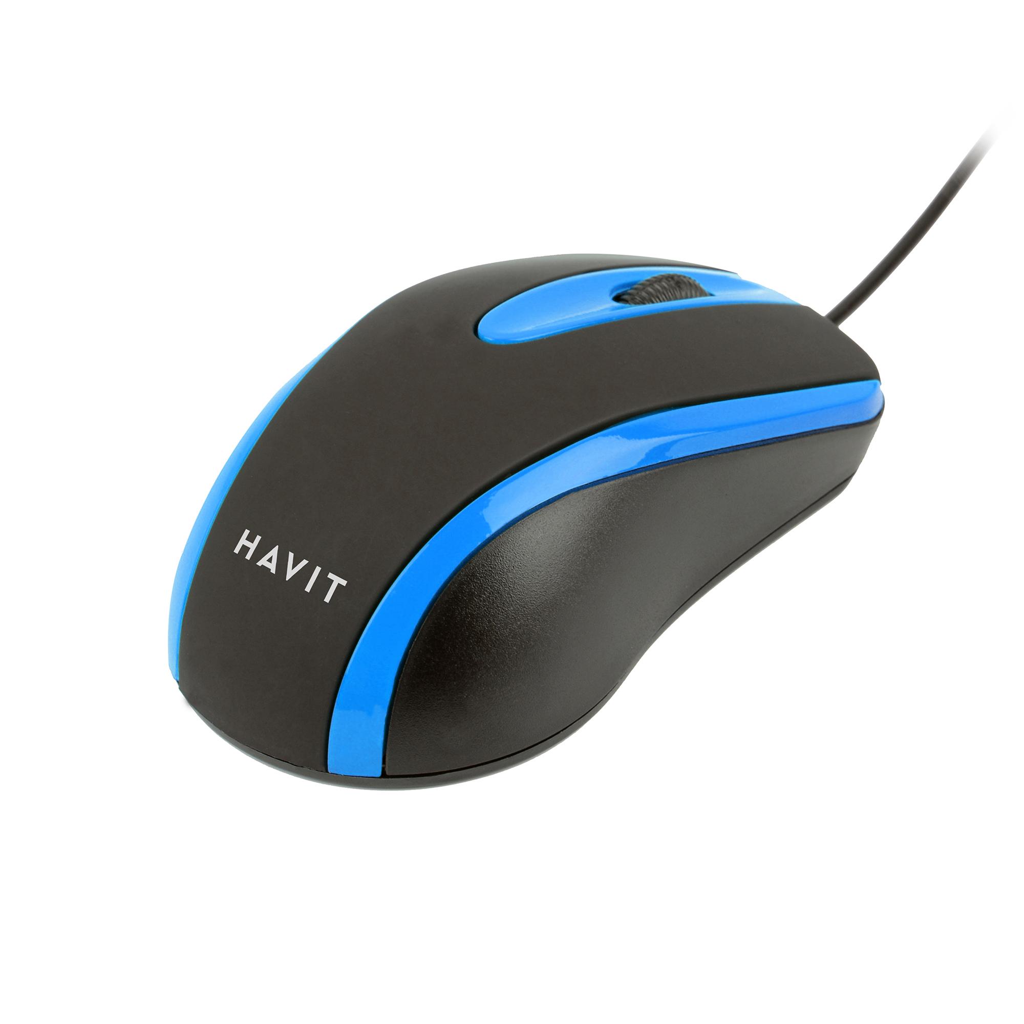 Дротова миша HAVIT HV-MS753 USB Black/Blue (1000 DPI, 3 кл) — фото 4 з 4