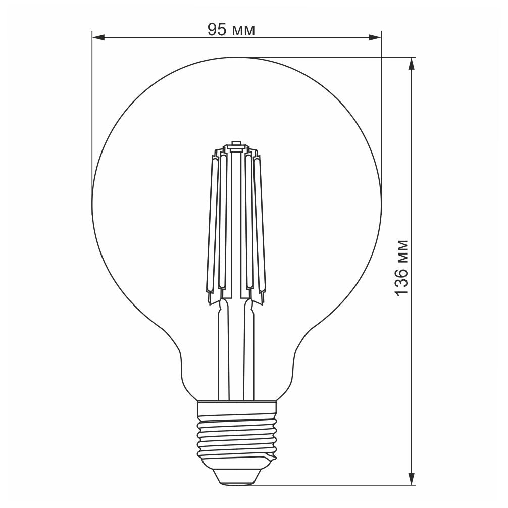 LED лампа VIDEX Filament G95FAD 7W E27 2200K дімерна бронза — фото 4 з 4