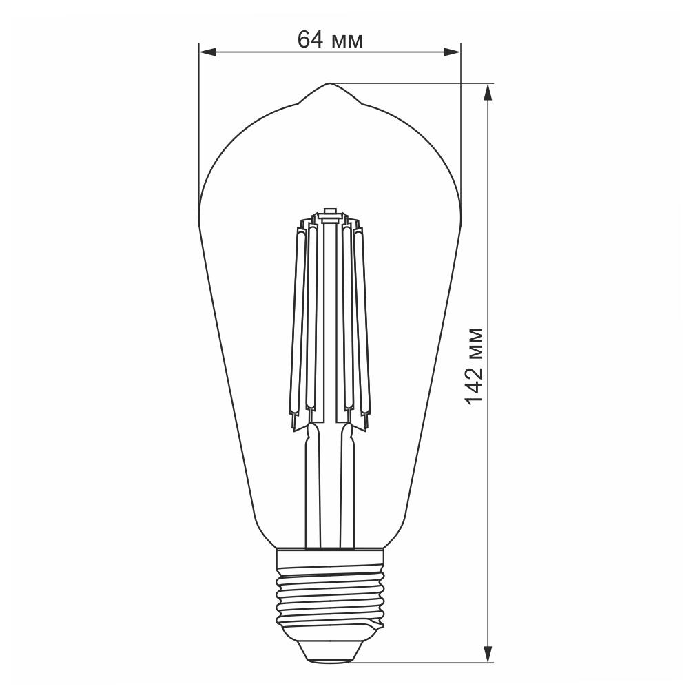 LED лампа VIDEX Filament ST64FAD 6W E27 2200K дімерна бронза — фото 4 з 4