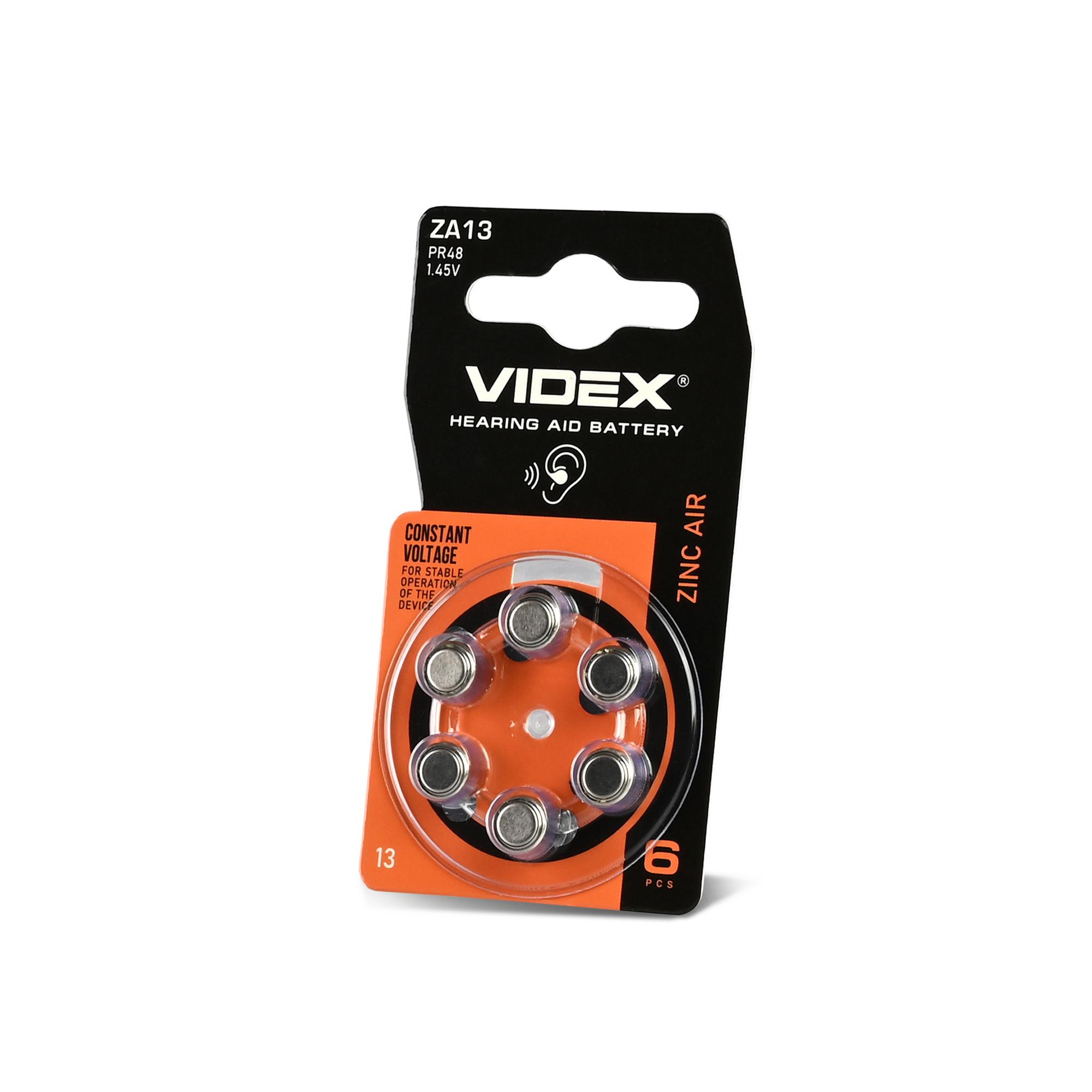 Батарейка повітряно цинкова Videx ZA13 (PR48) BLISTER 6 — фото 1 з 2