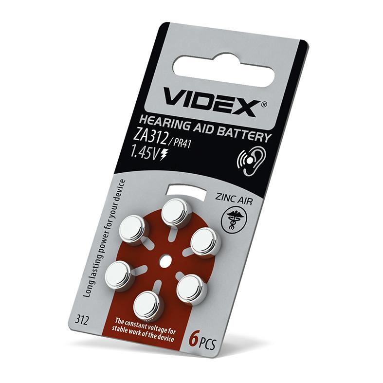 Батарейка повітряно цинкова Videx ZA312 (PR41) BLISTER 6 — фото 2 з 2