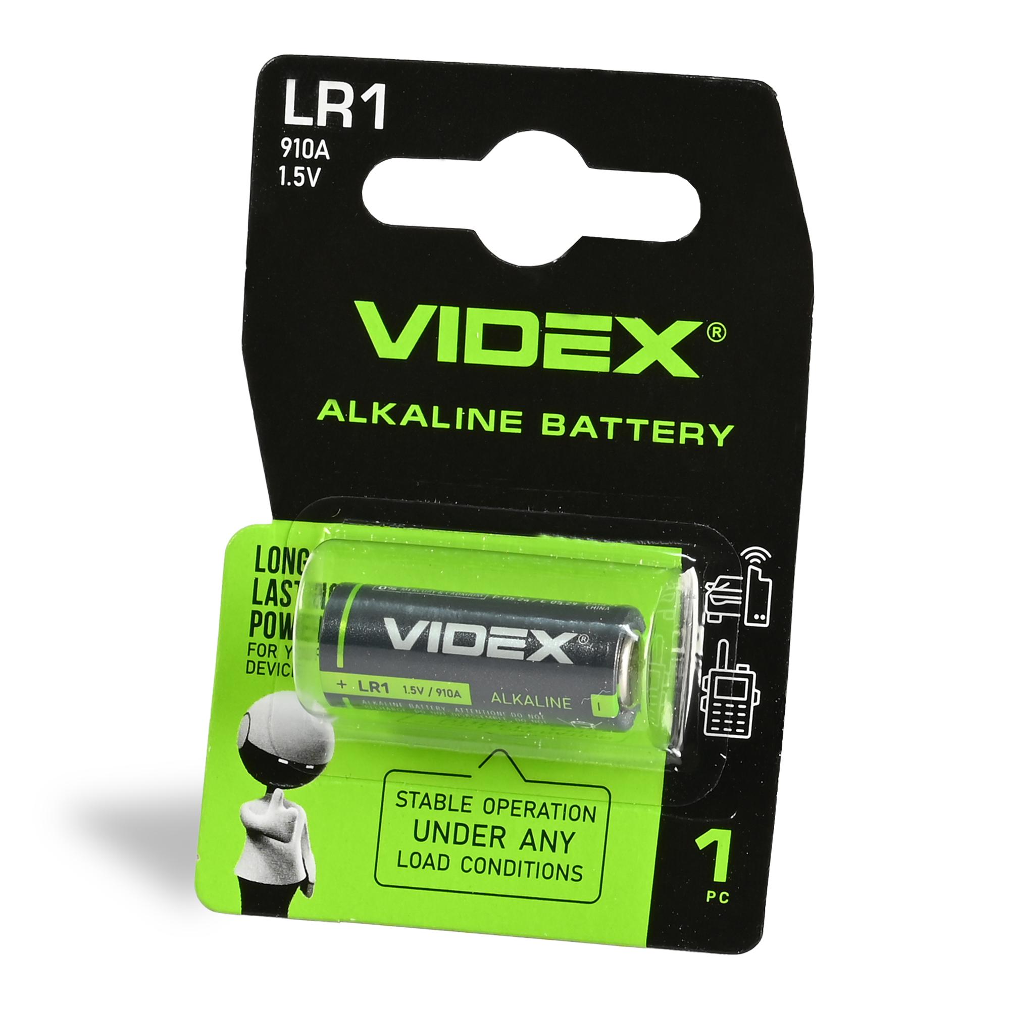 Батарейка лужна Videx LR1 1шт BLISTER — фото 1 з 2
