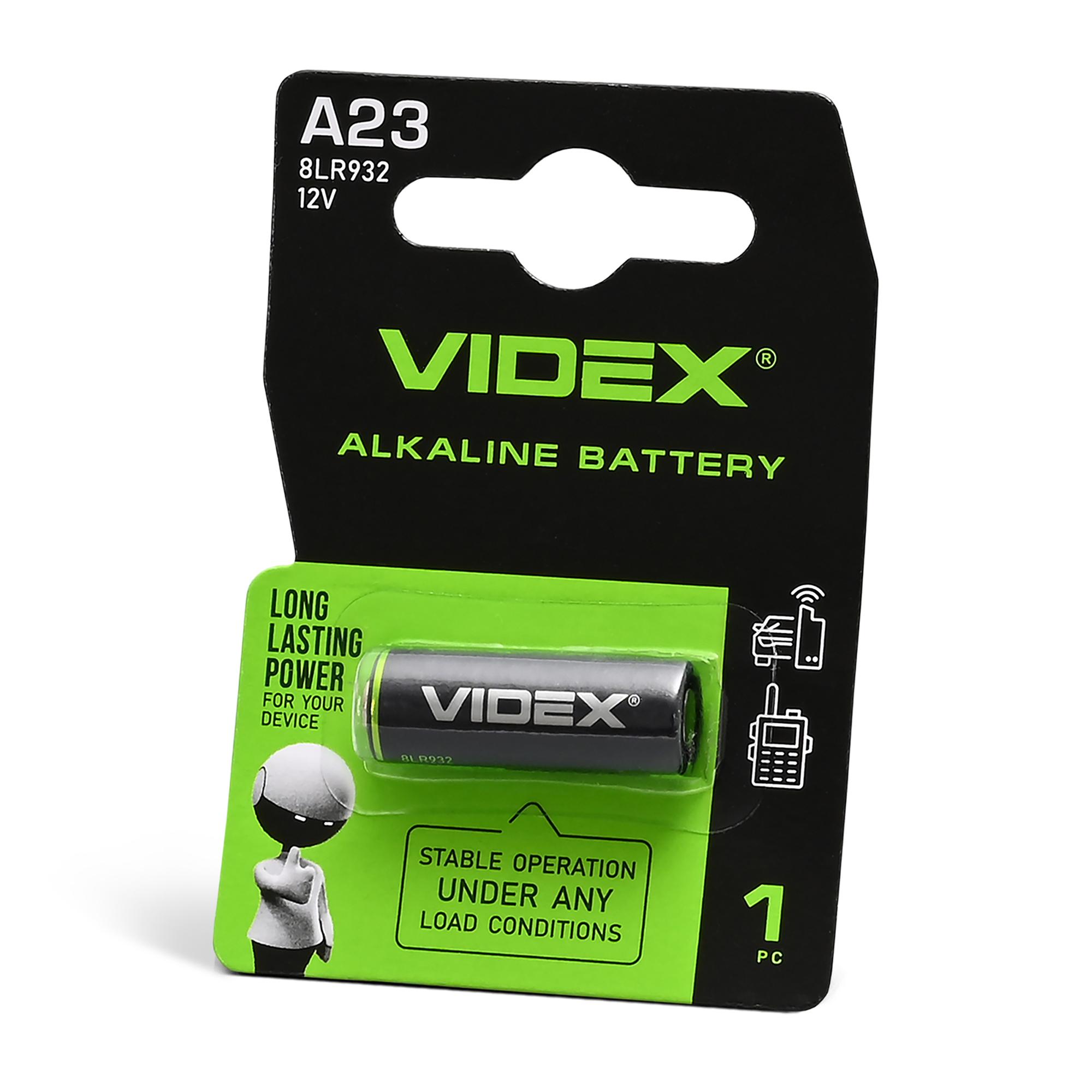 Батарейка лужна Videx А23/Е23А 1шт BLISTER CARD — фото 1 з 2